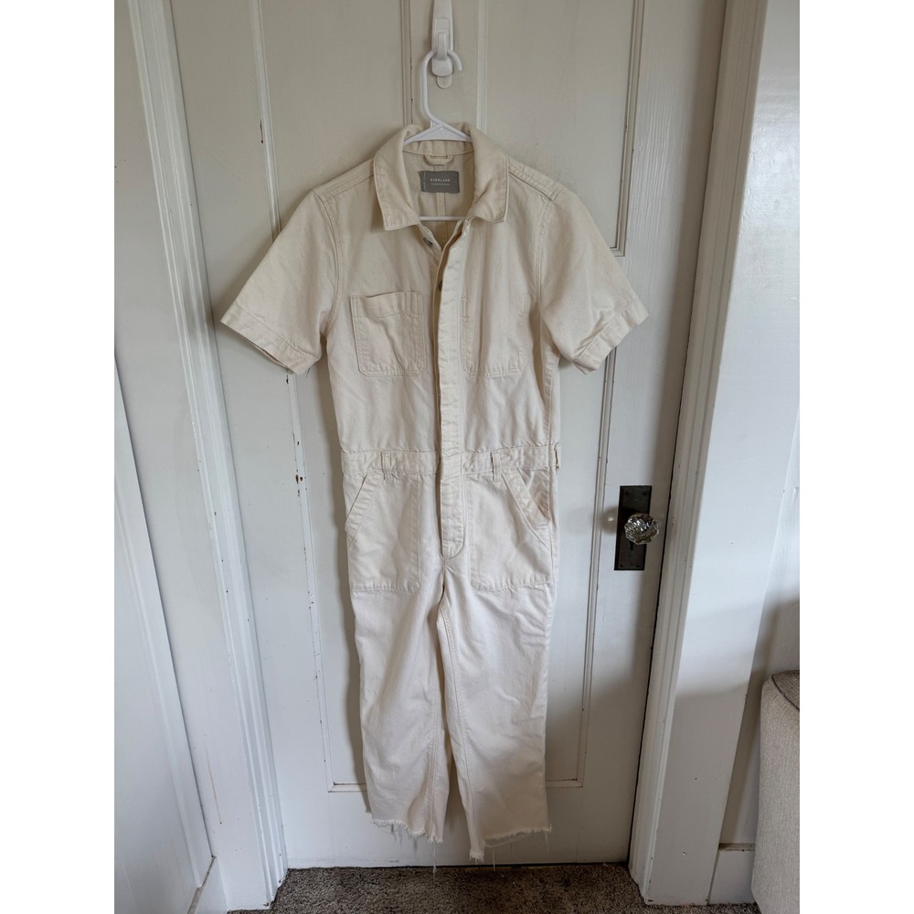 Everlane The Supersoft Jean Coverall jumpsuit in Seeded Ecru‎ size 4
